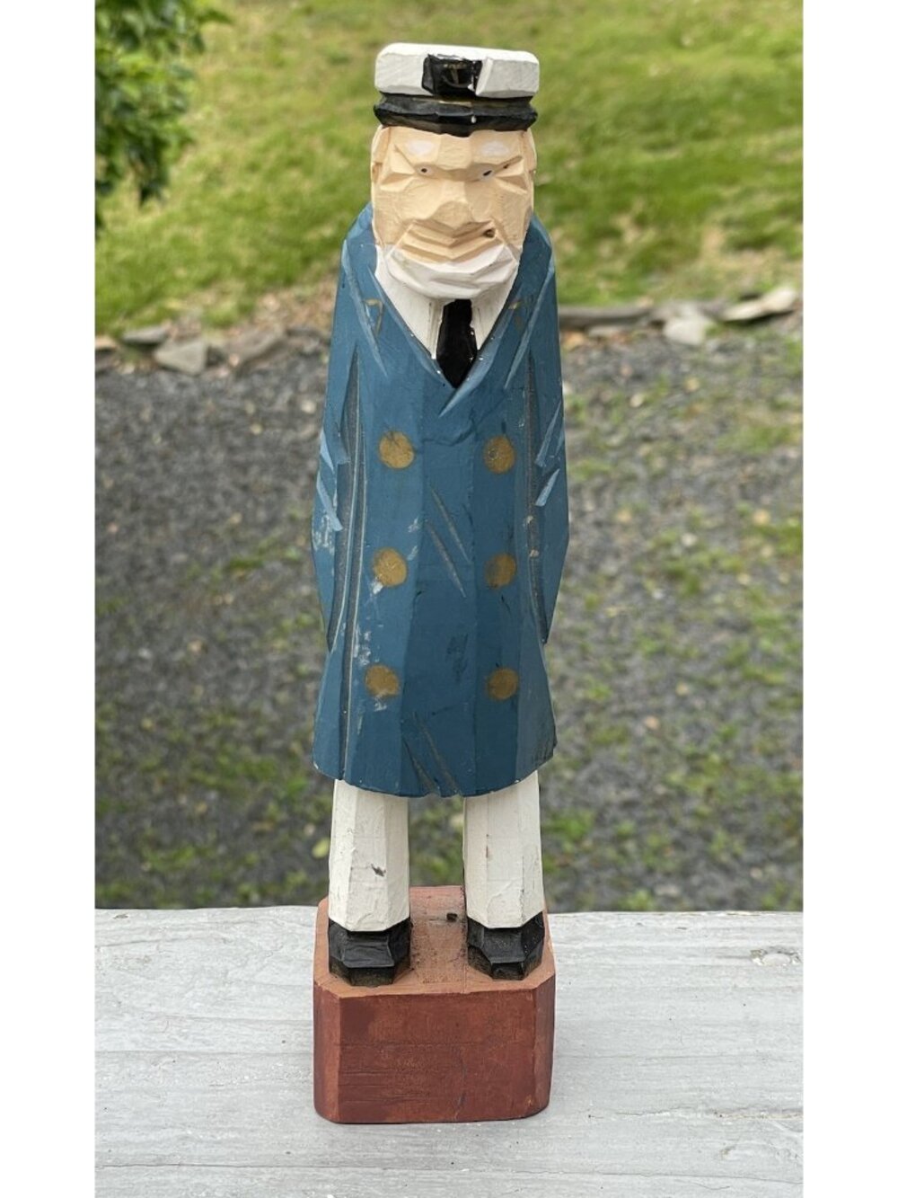 Vintage Carved Wood Old Salty Sea Dog Captain Nautical Figurine Statue Decor